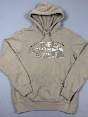 The North Face Men’s Small Half-Dome Hoodie Tan Camo Graphic Drawstring Pullover